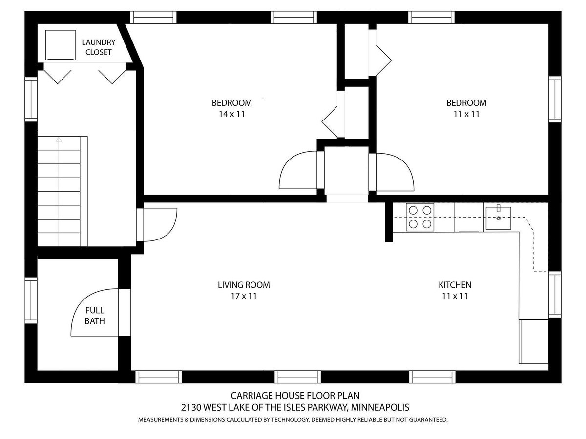 Carriage house floor plan for 2130 West Lake of the Isles Parkway, Minneapolis.