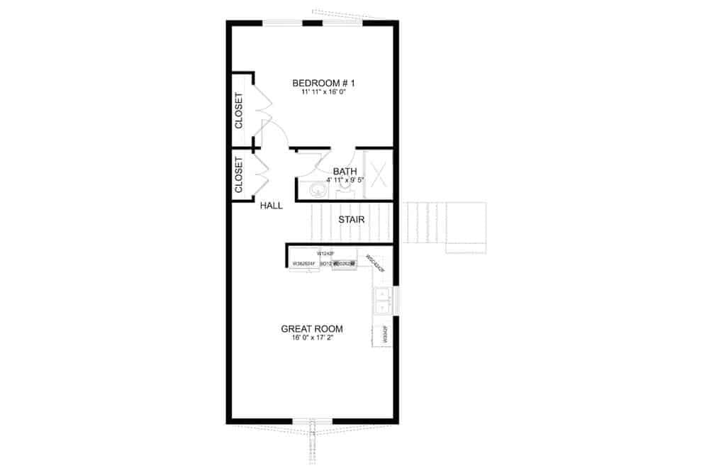 Compact Upper Floor with Spacious Great Room and Cozy Bedroom
