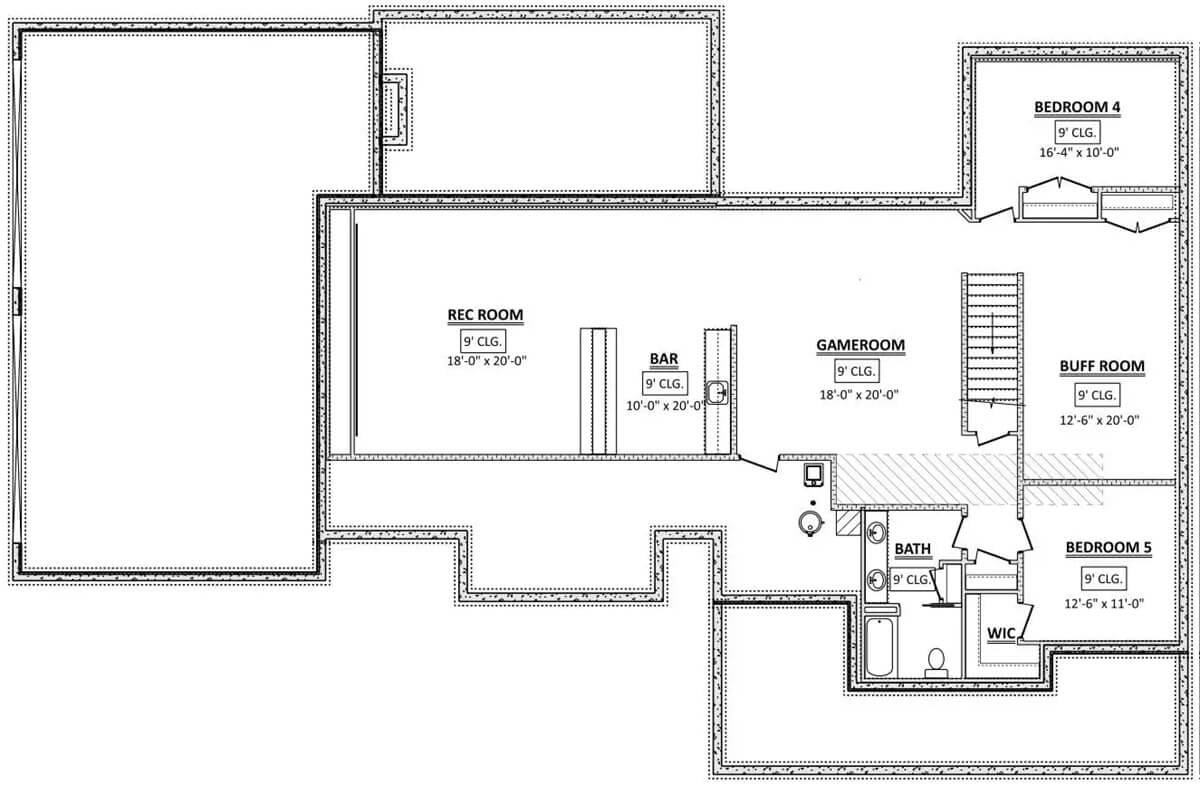 Explore This Versatile Basement Layout with Bar and Game Room