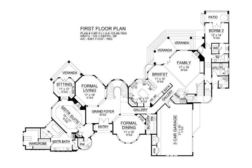 Explore This Expansive First Floor Plan with a Grand Foyer and Verandas
