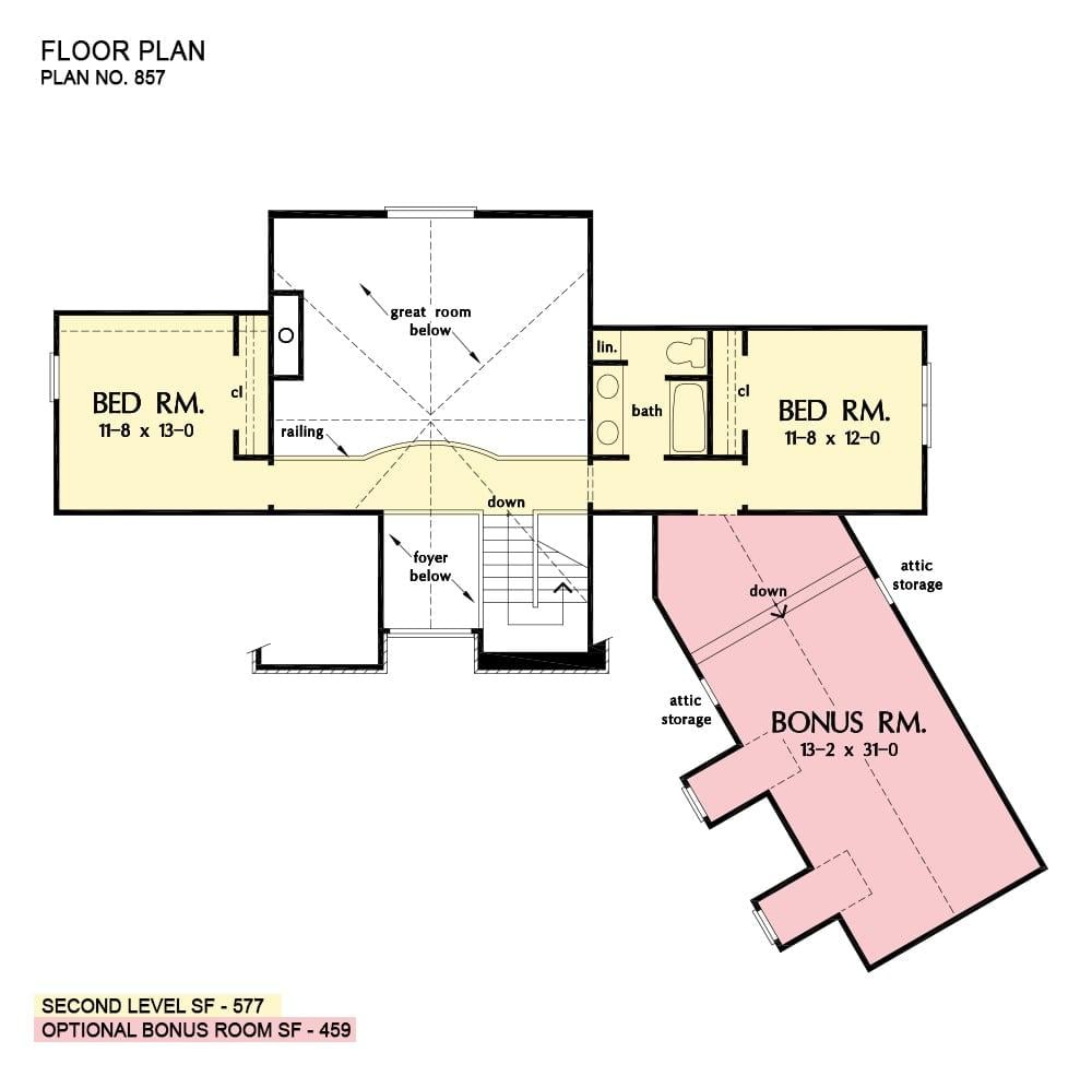 Explore This Upper-Level Floor Plan with a Generous Bonus Room