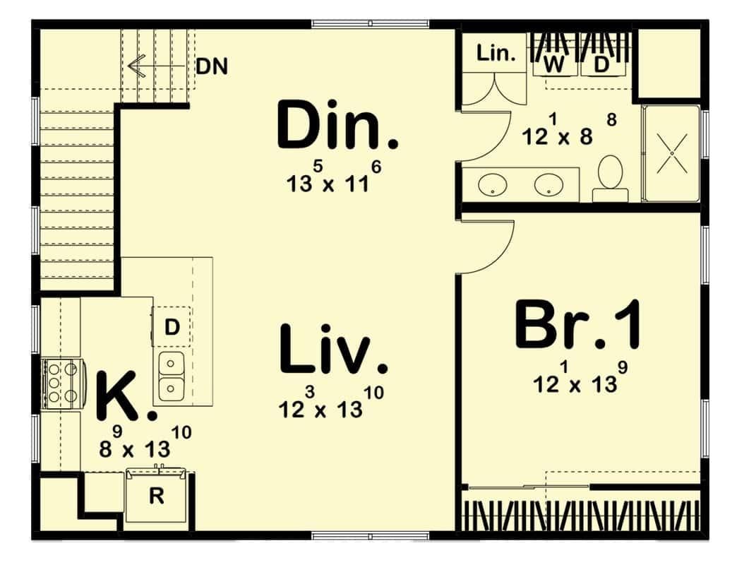 Explore This Efficient Layout with an Open Living and Dining Space