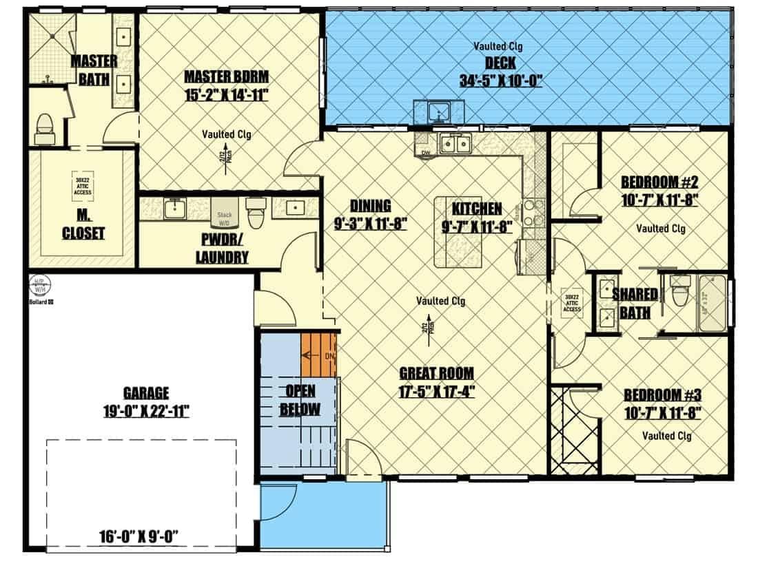 Explore the Spacious Open Floor Plan with Vaulted Ceilings