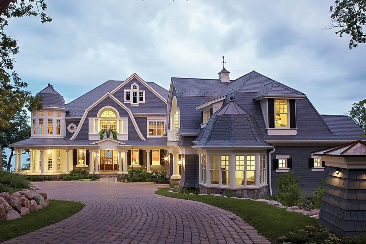 A Grand Home with Turret and Slate Roof Details