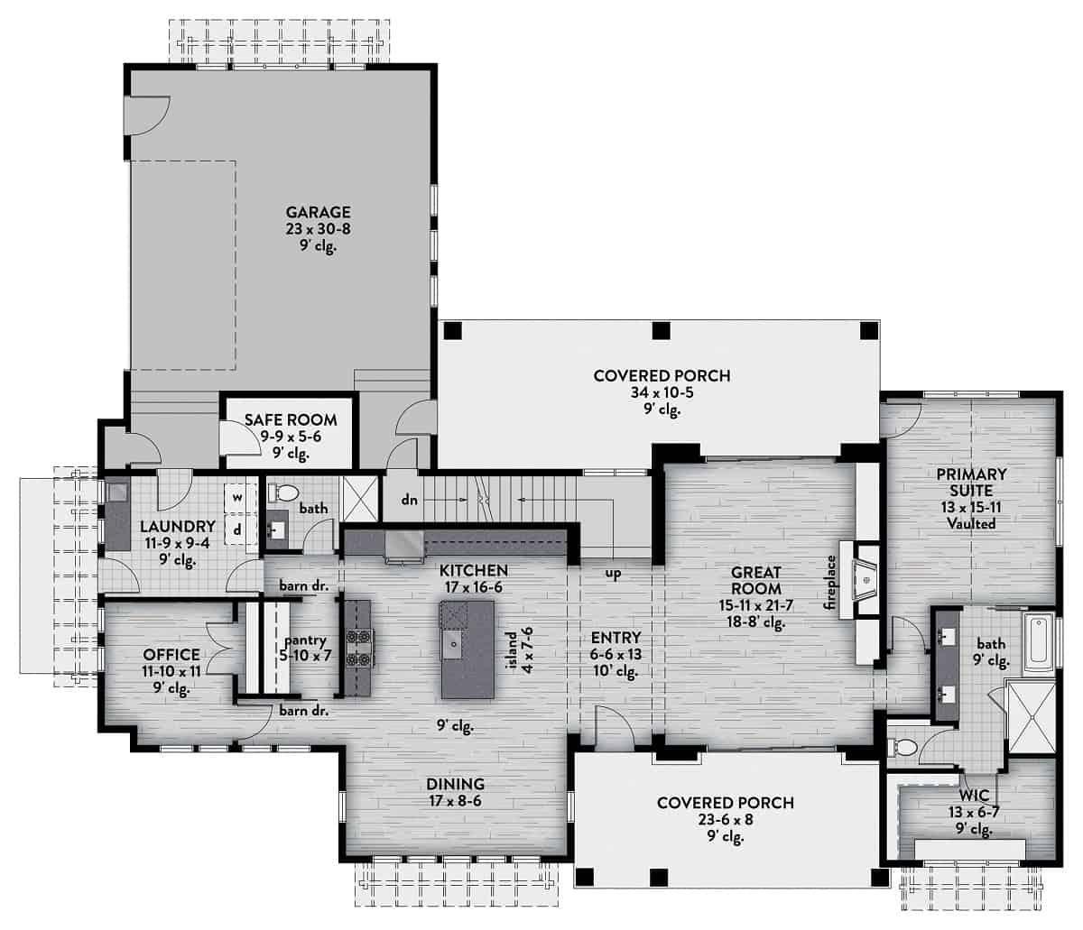 Explore This Thoughtfully Designed Floor Plan with Dual Covered Porches