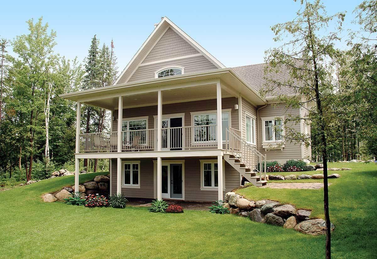 Check Out This Spacious Two-Story Porch with Forest Views
