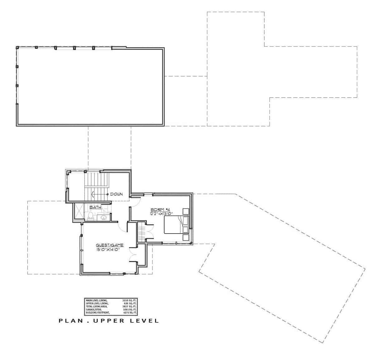 Upper Level Floorplan Featuring a Versatile Guest/Game Room