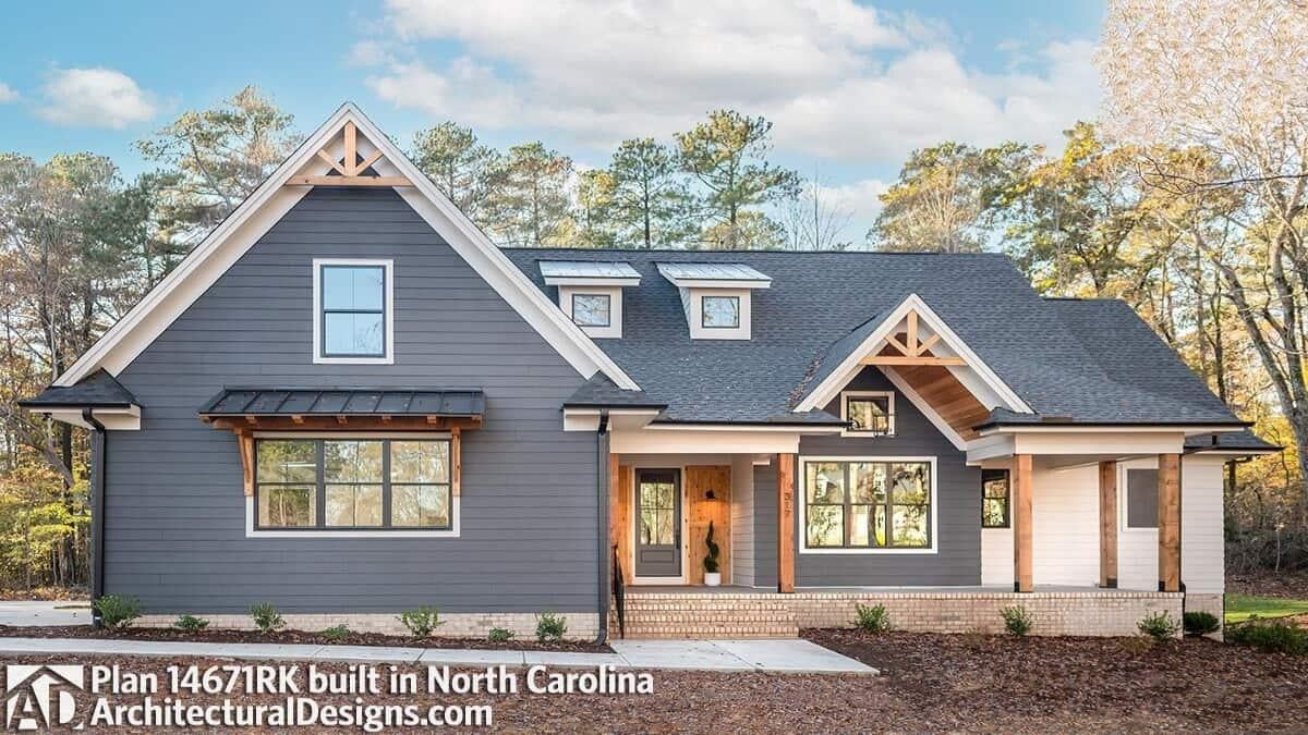 Modern Craftsman Exterior with Distinctive Gable Accents