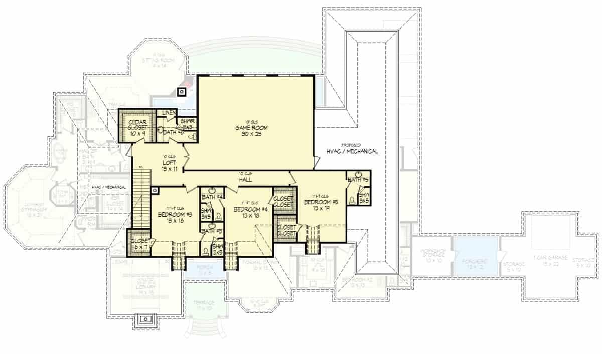 Explore the Upper Floor with a Spacious Game Room and Cedar Closet