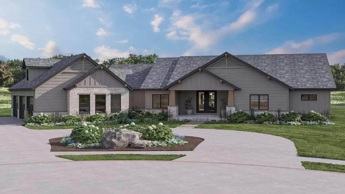 Check Out the Stone Accents on This Ranch-Style Facade