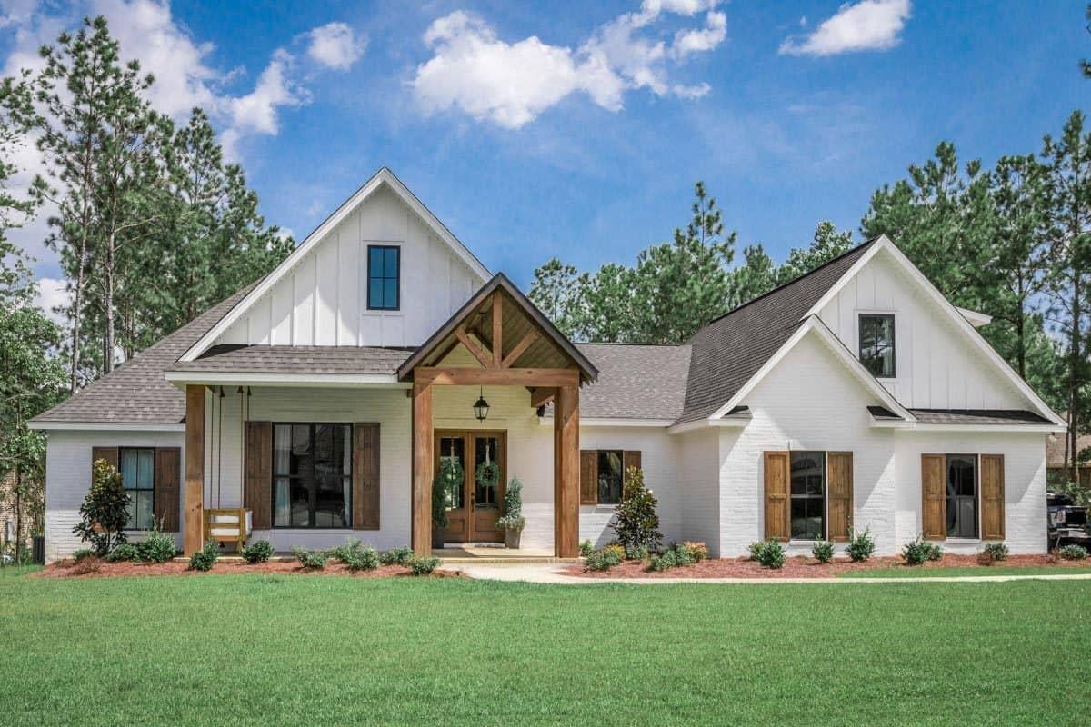 Farmhouse Charm with a Striking Timber Porch