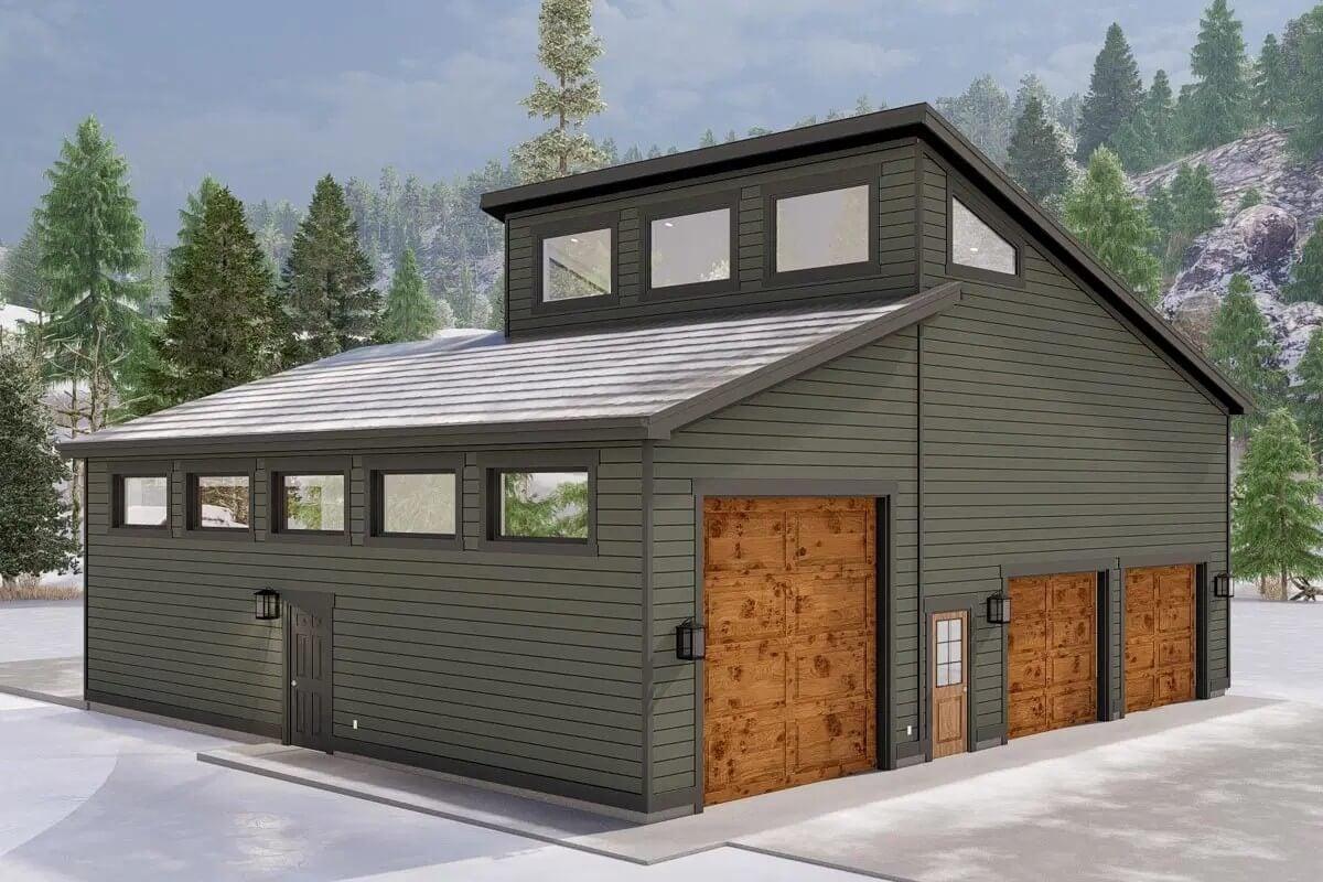 Check Out the Sleek Metal Roofing on This Modern Barn-Style Garage