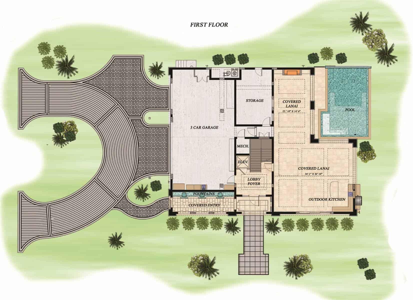 Explore the Expansive First Floor Plan with a 3-Car Garage and Outdoor Oasis