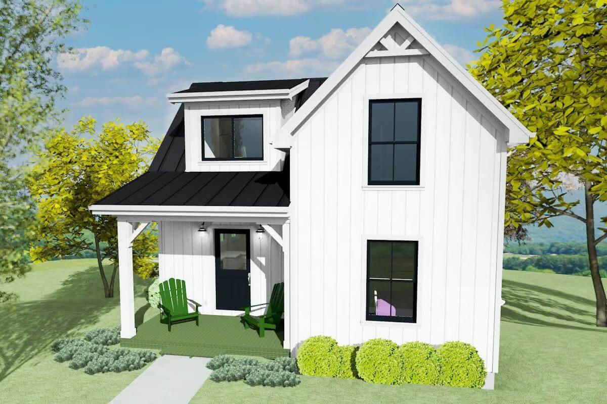 Charming Cottage with Modern Black Trim Accents