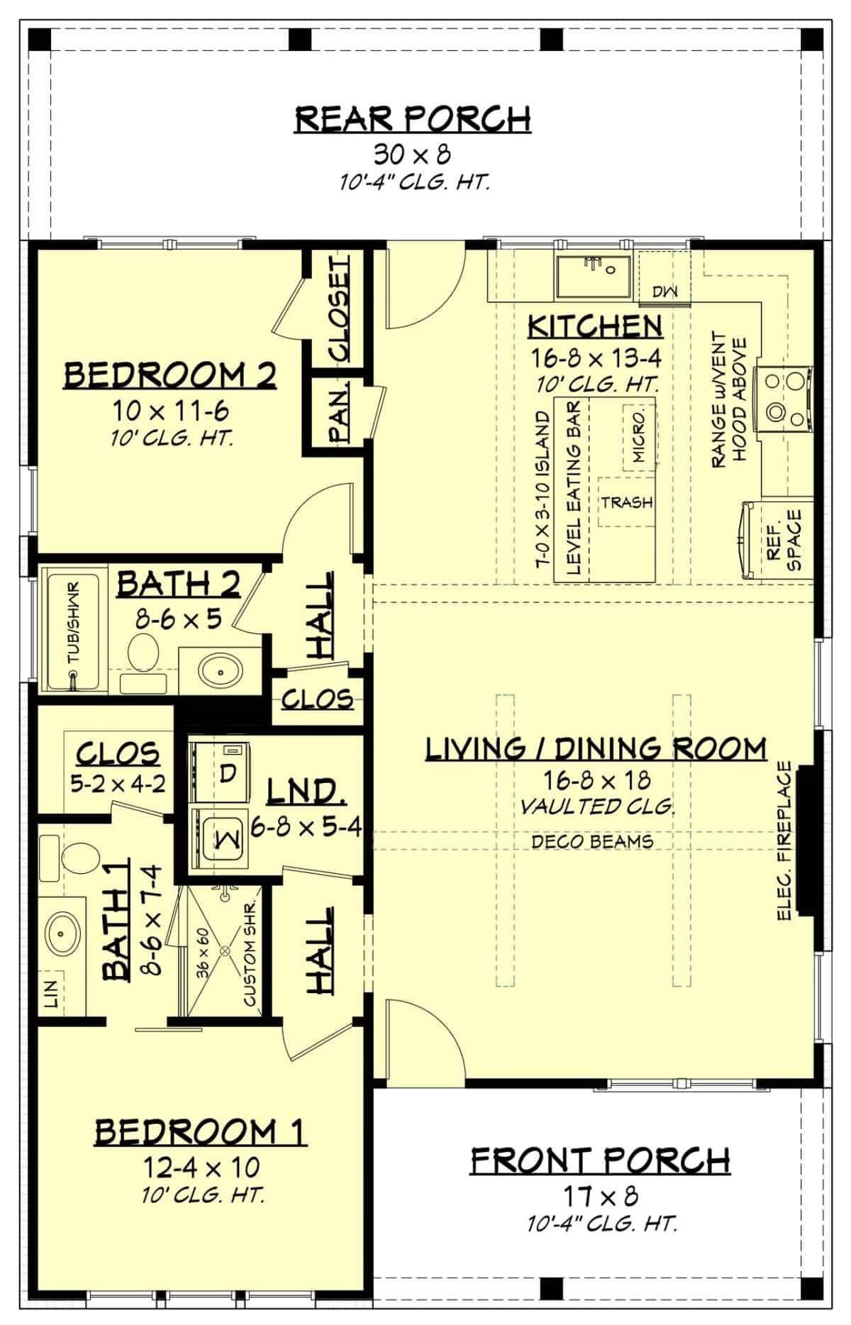 Explore This Inviting Floor Plan with Vaulted Ceilings and a Dual Porch Design