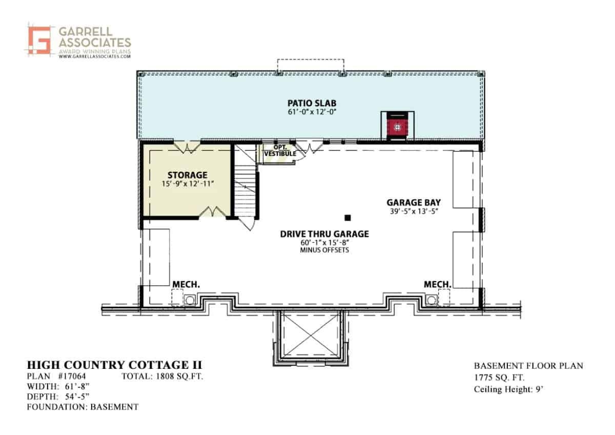 Explore the Drive-Thru Garage in This High Country Cottage Basement Plan