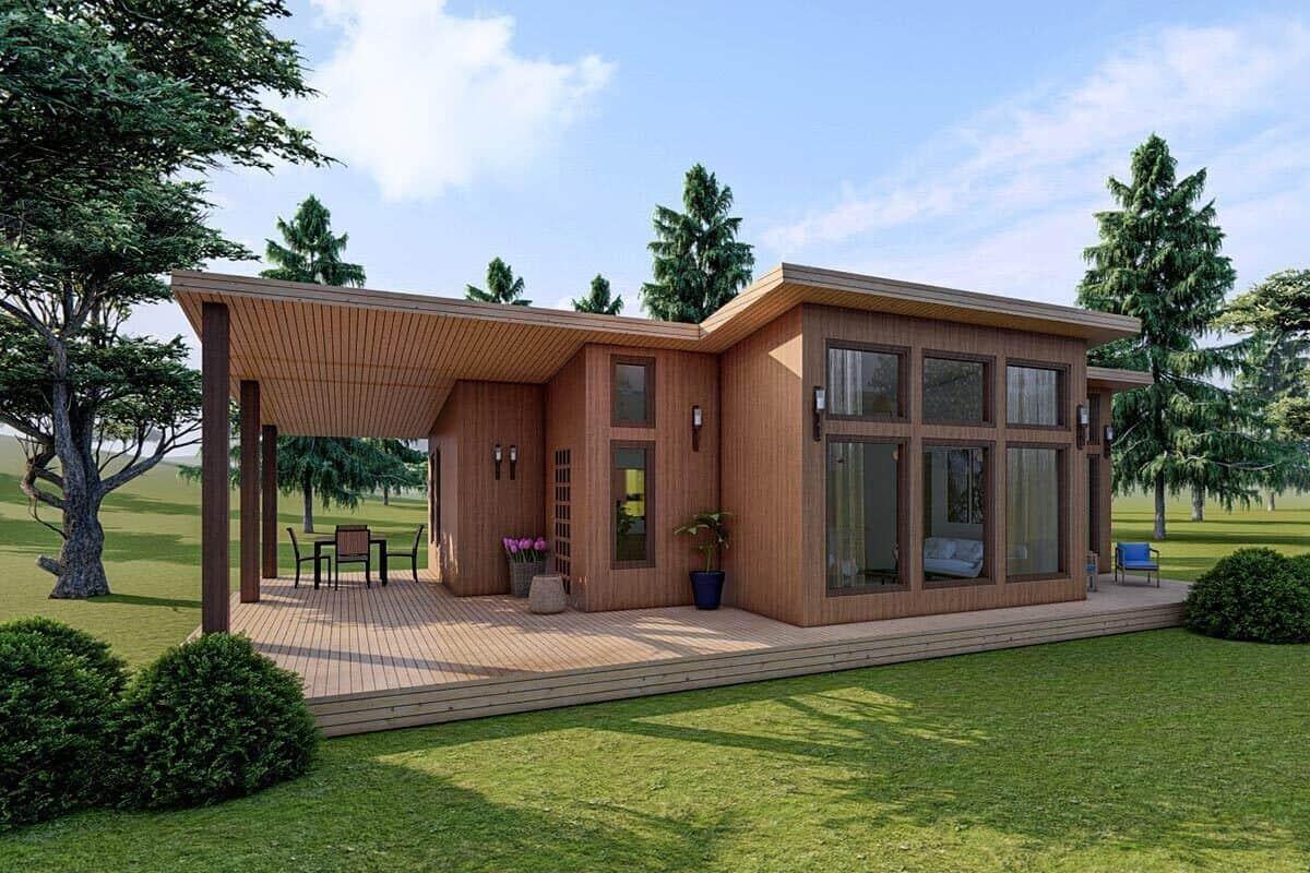 Modern Cabin with Expansive Windows and a Wrap-Around Deck