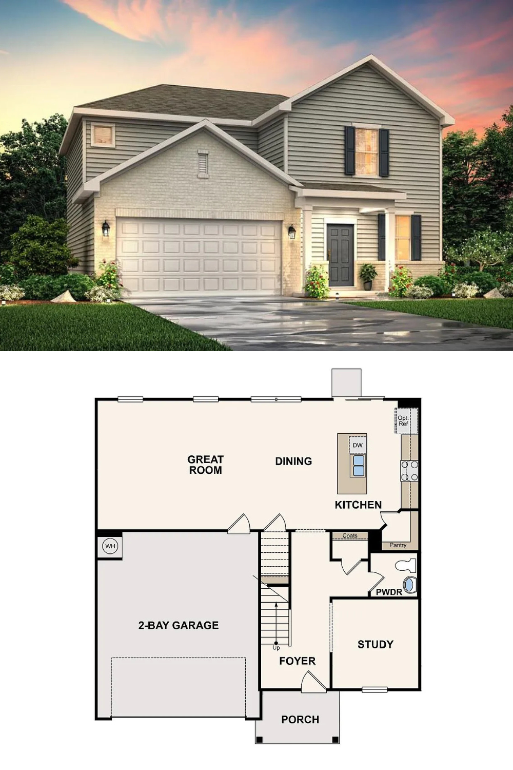 4-Bedroom The Mitchelle Home with Loft and Two-Story Foyer (2,149 Sq. Ft. Flooring