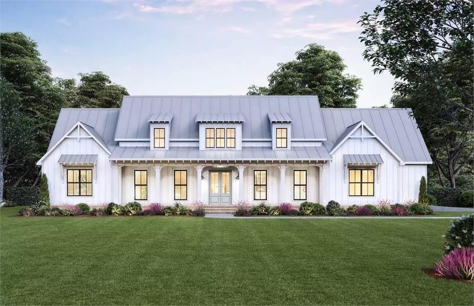 Classic Farmhouse Design with a Symmetrical Facade