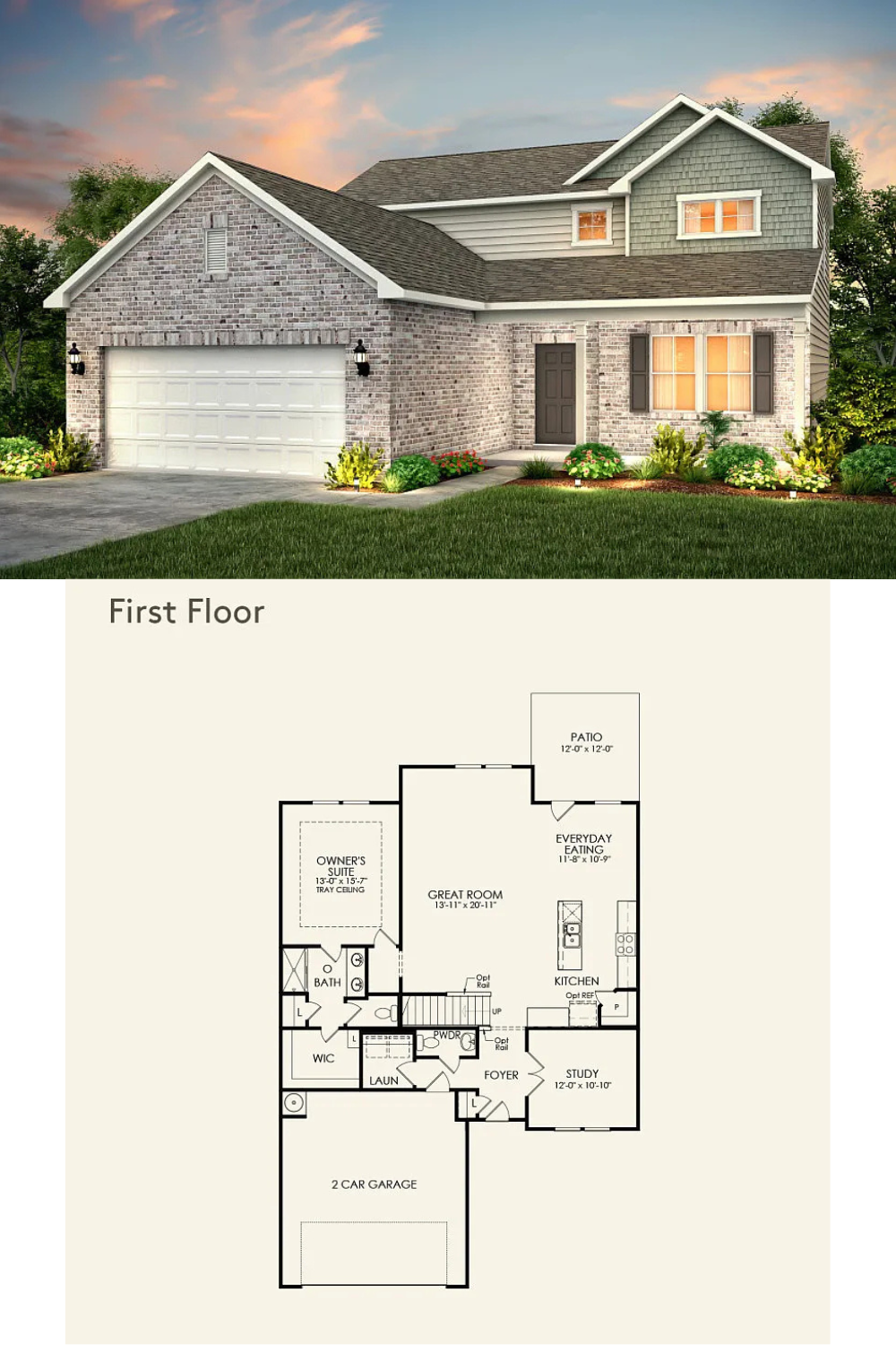 Traditional-Style 3-Bedroom Home with Loft and Flex Room (2,474 Sq. Ft. Floor Plan)