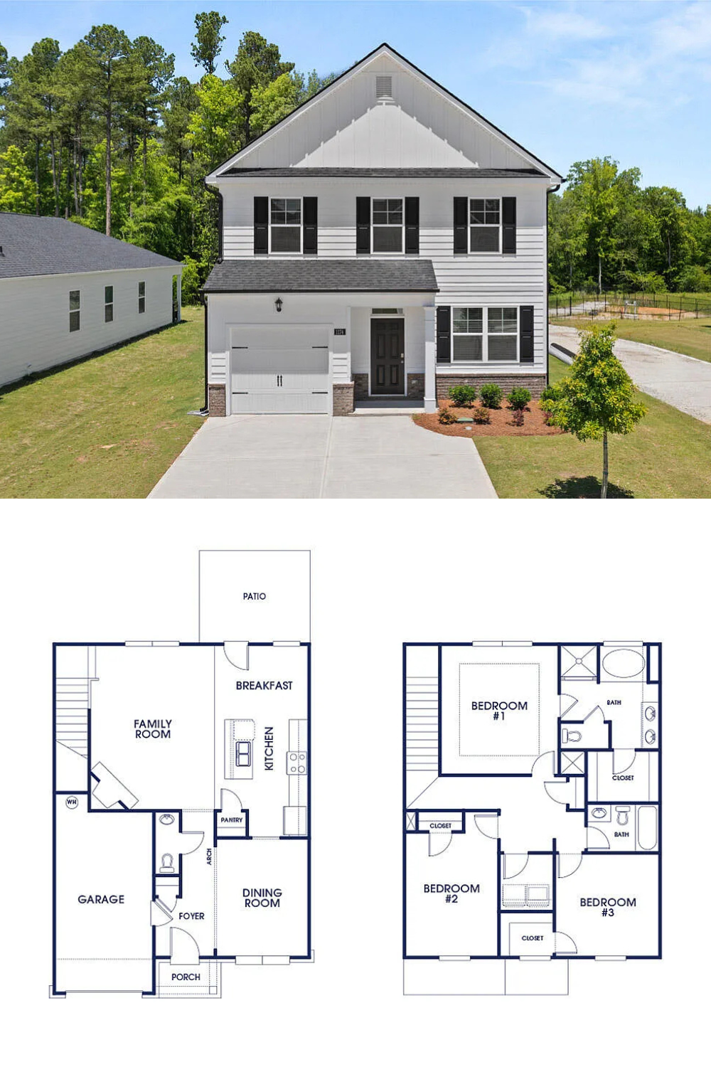 3-Bedroom Modern Home with Front Porch and Covered Patio (1,663 Sq. Ft. Floor Plan)