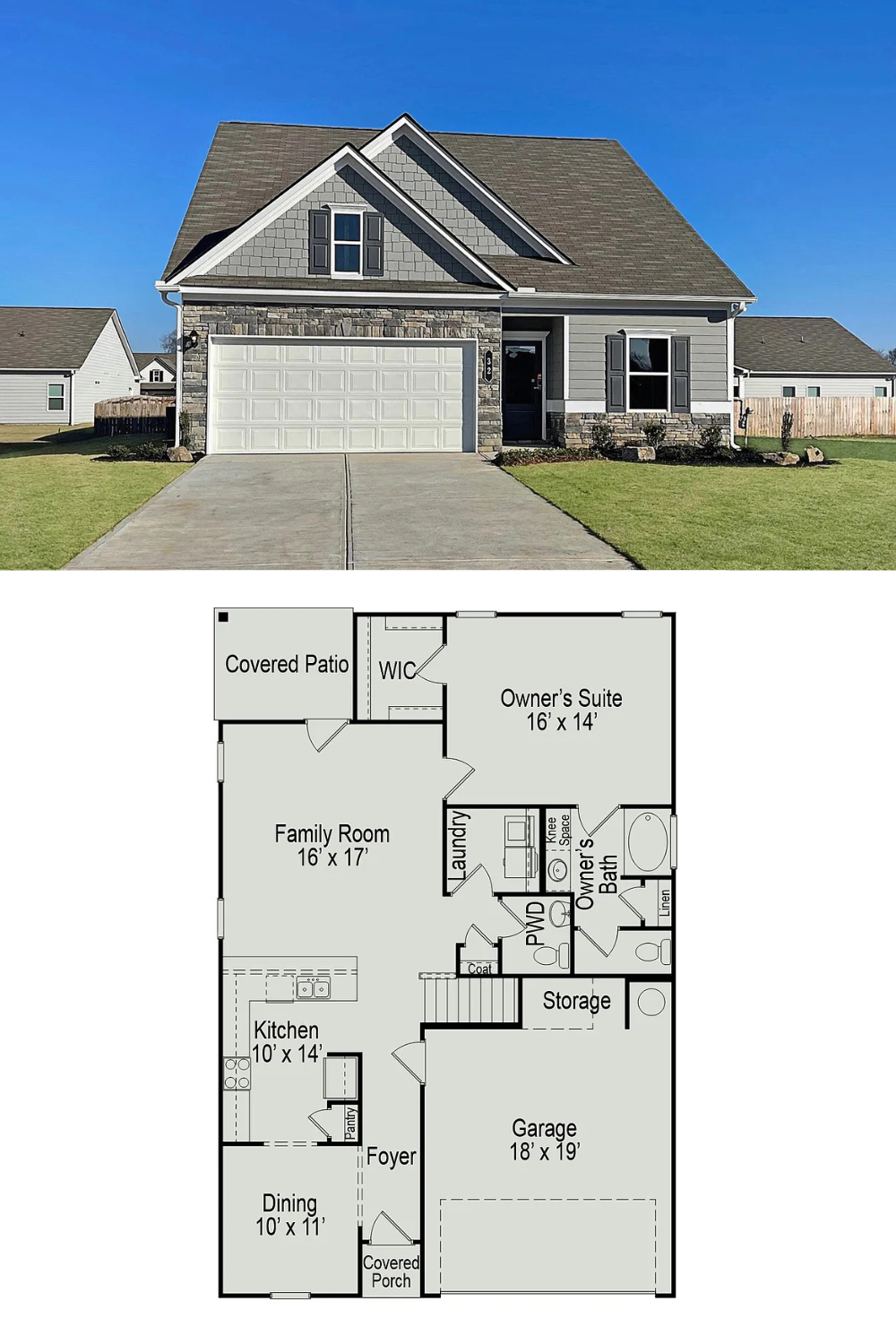 3-Bedroom The Caldwell Home with Loft and Covered Rear Porch (2,231 Sq. Ft. Floor Plan)