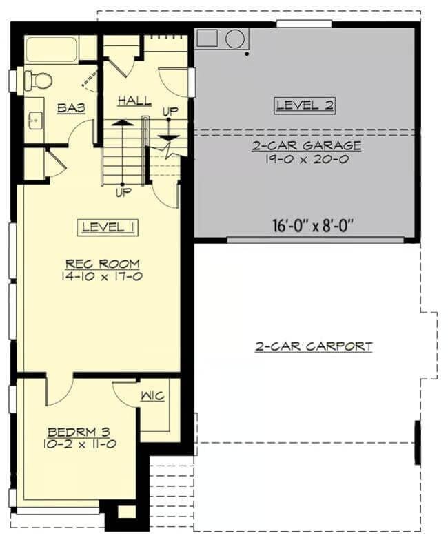Explore the Versatile Lower Level with Rec Room and Garage Access