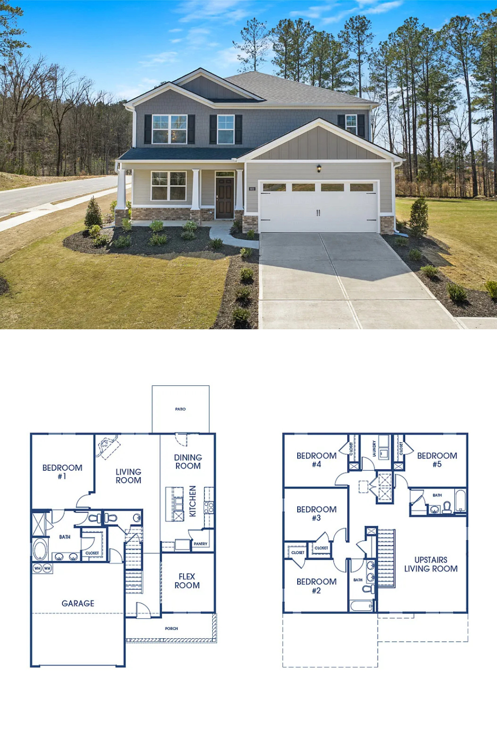 Modern-Farmhouse 5-Bedroom Home with Front Porch and 2-Car Garage (2,721 Sq. Ft. Floor Plan)