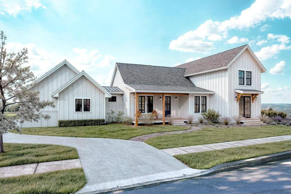 4-Bedroom Modern Farmhouse with Wet Bar and Open-Concept Living (Floor Plan)