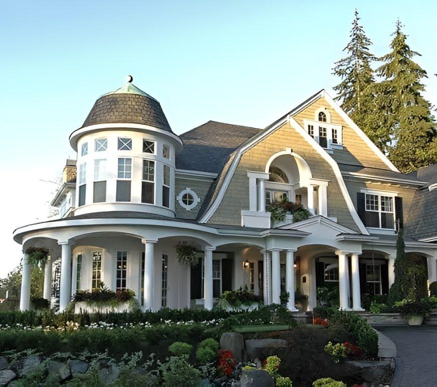 A Grand Entrance with a Charming Turret and Wraparound Porch