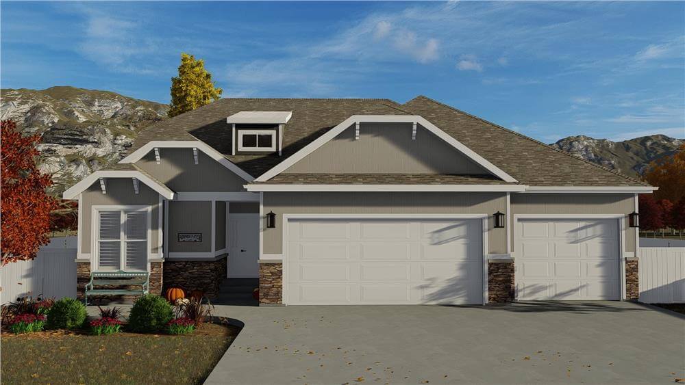 4-Bedroom Bungalow with Loft and Open-Concept Living (Floor Plan)