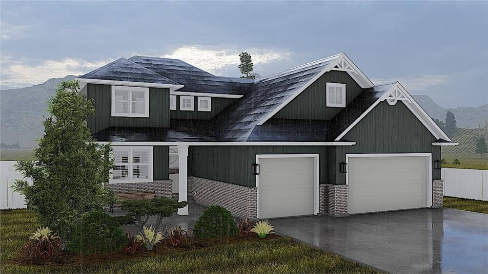 Farmhouse-Style 4-Bedroom Home with Bonus Room and Loft (Floor Plan)
