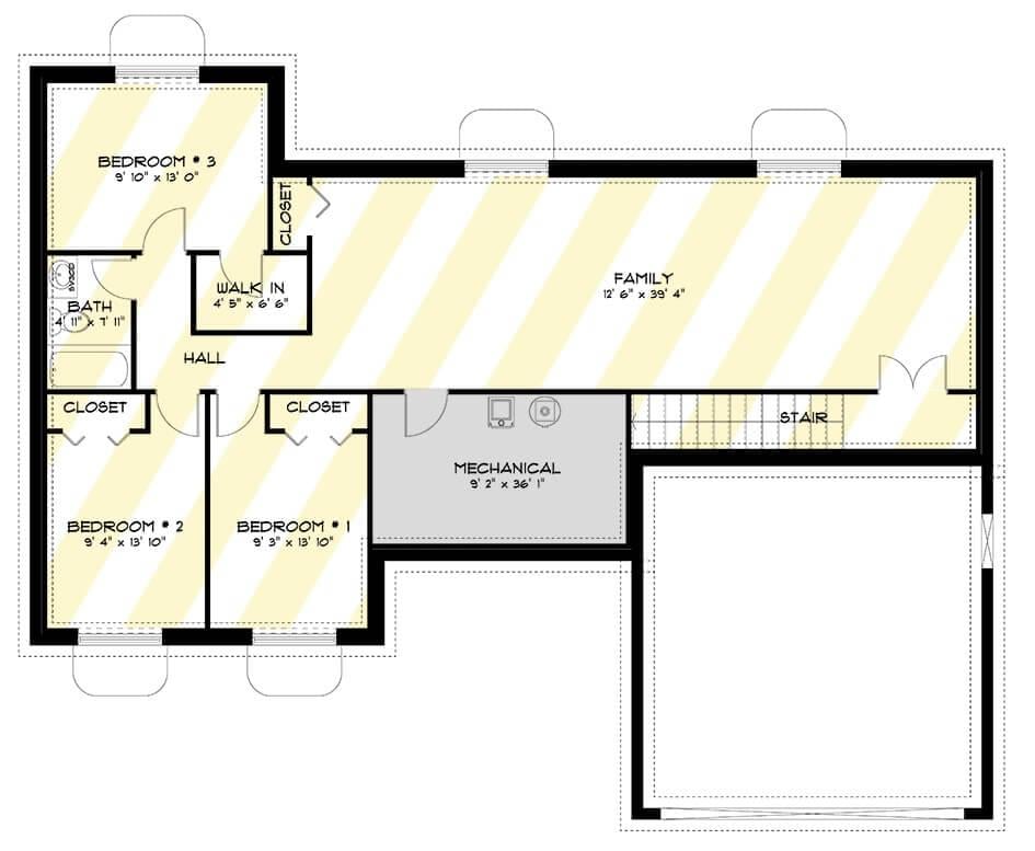 Explore the Spacious Family Room in This Three-Bedroom Layout