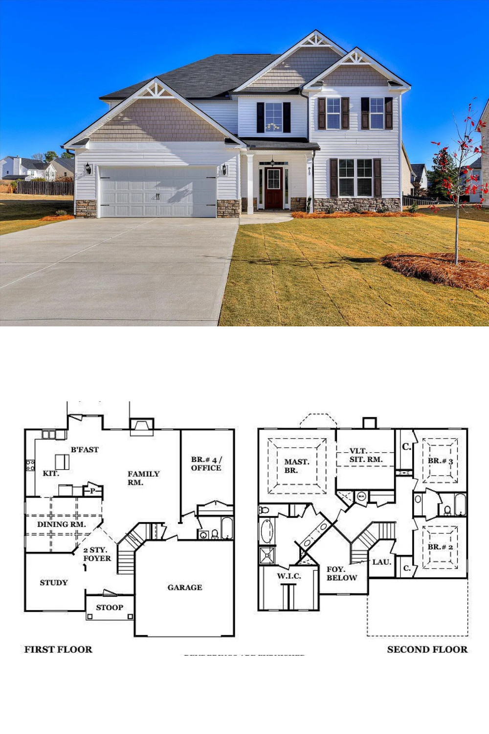 4-Bedroom Traditional Home with Front Porch and 2-Car Garage (2,972 Sq. Ft. Floor Plan)