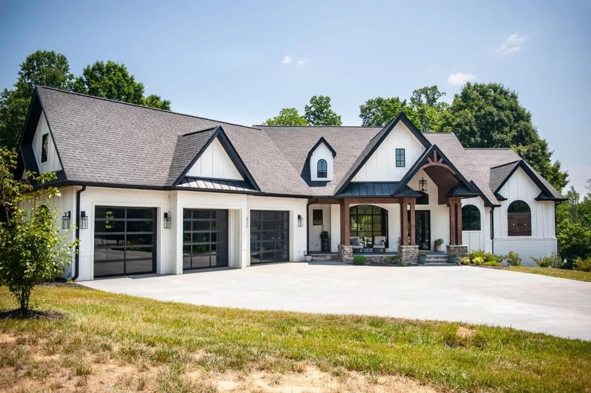 Modern Farmhouse Exterior with Striking Gable Details