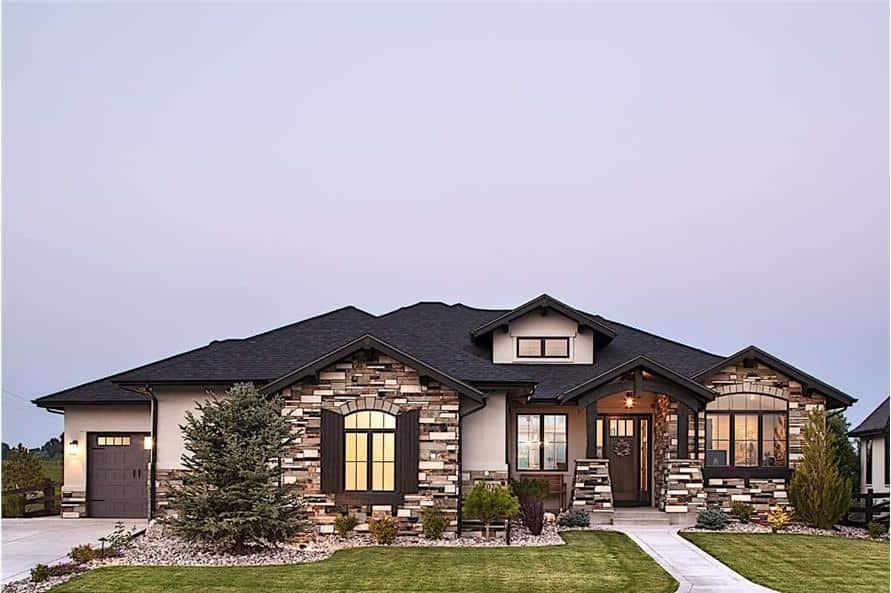 Notice the Striking Stonework on This Elegant Ranch-Style Home