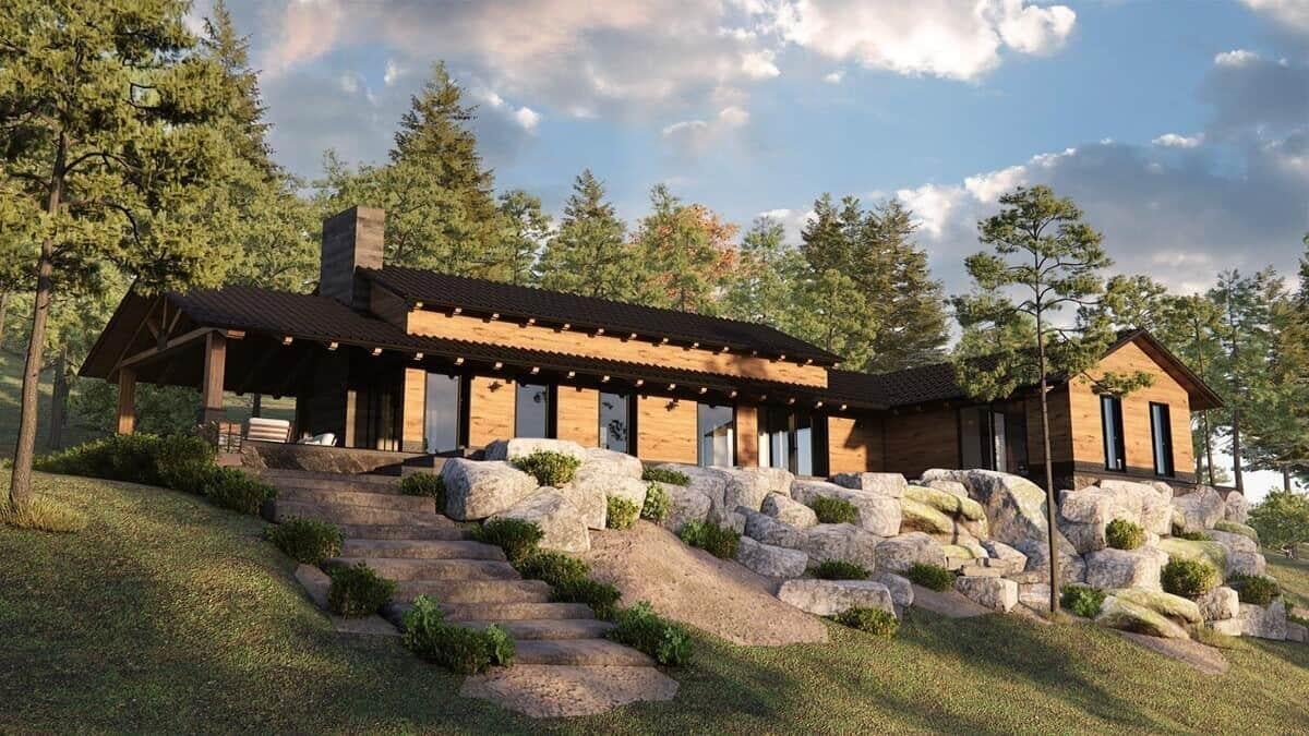 Look at This Hillside Retreat with a Stone Staircase