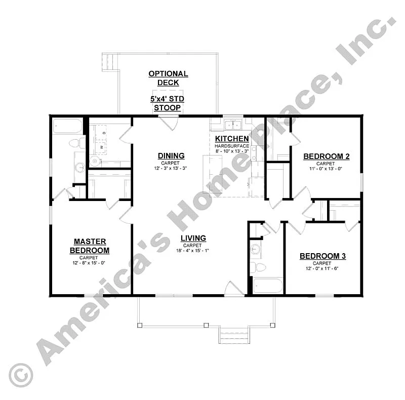 Cottage-Style 3-Bedroom Home with Open Concept Layout and Front Porch (1,450 Sq. Ft. Floor Plan)