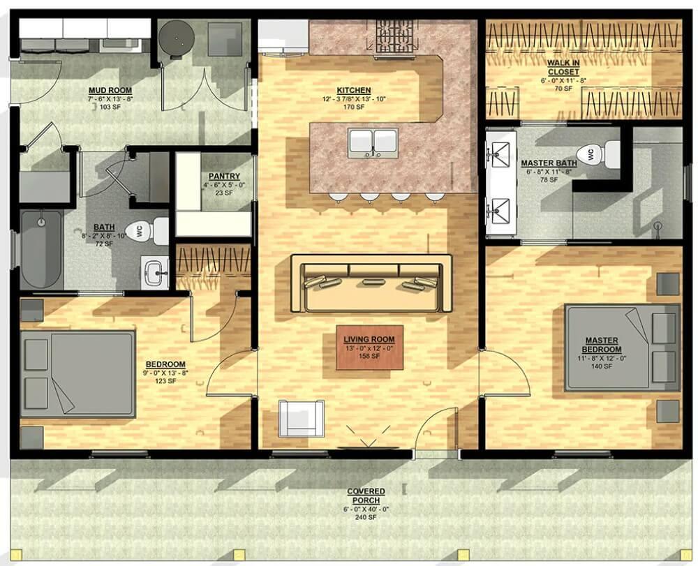 Explore This Inviting Floor Plan Featuring a Spacious Kitchen Island