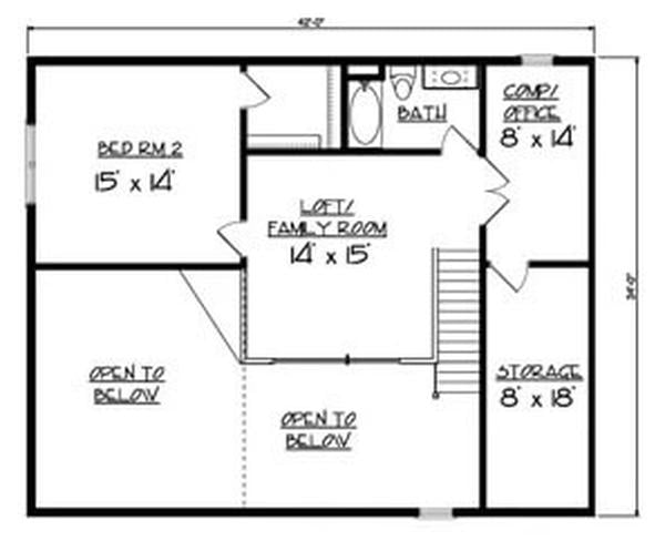 Explore the Smart Layout of This Upper Floor Plan with Loft and Office