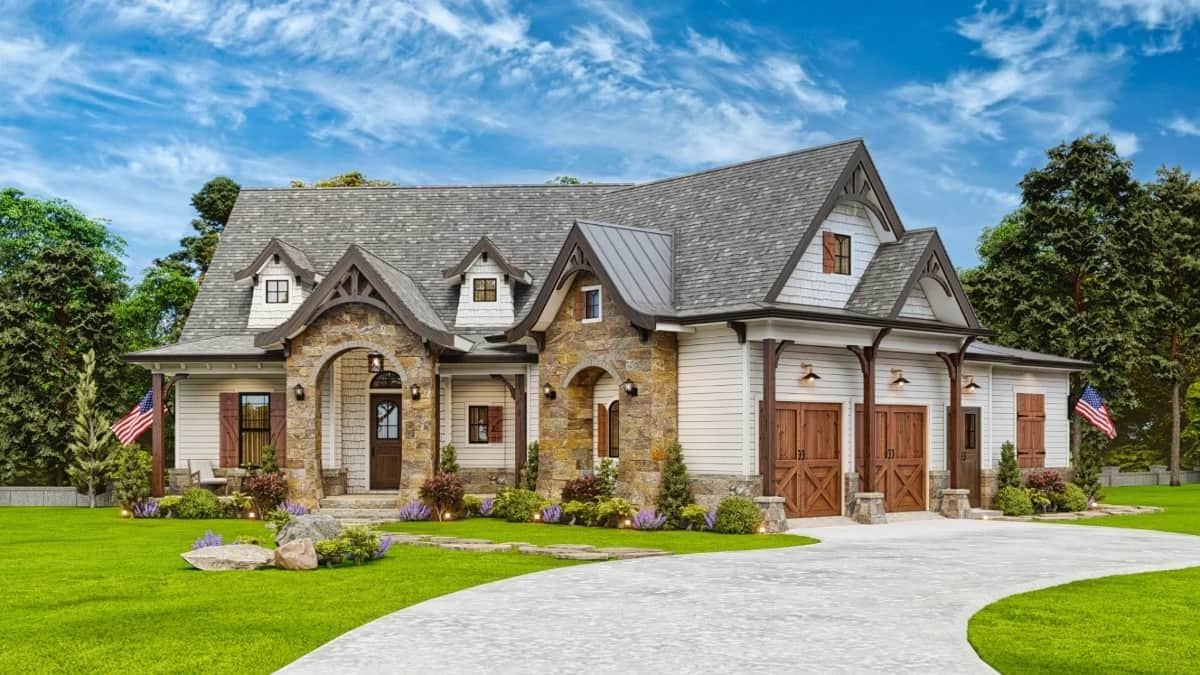 Charming Cottage with Stone Accents and Gabled Roof