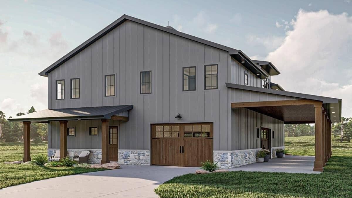 Check Out the Sleek Metal Siding on This Contemporary Barn-Style Home
