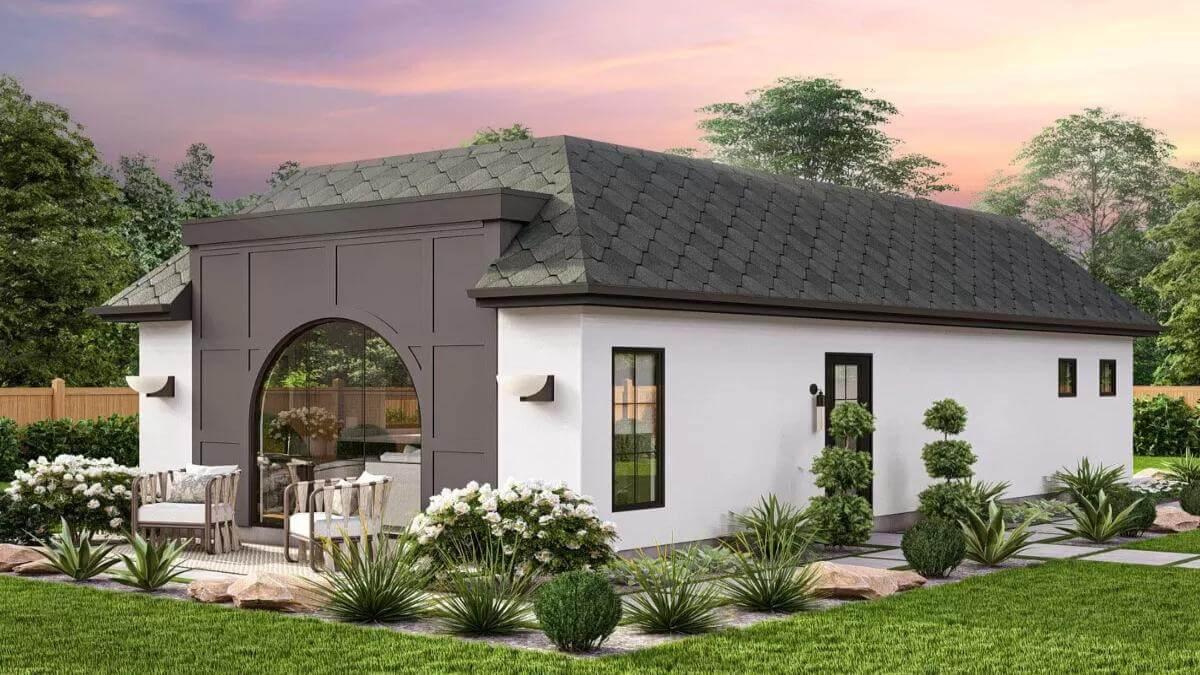 Check Out This Contemporary Guest House with a Striking Arched Window
