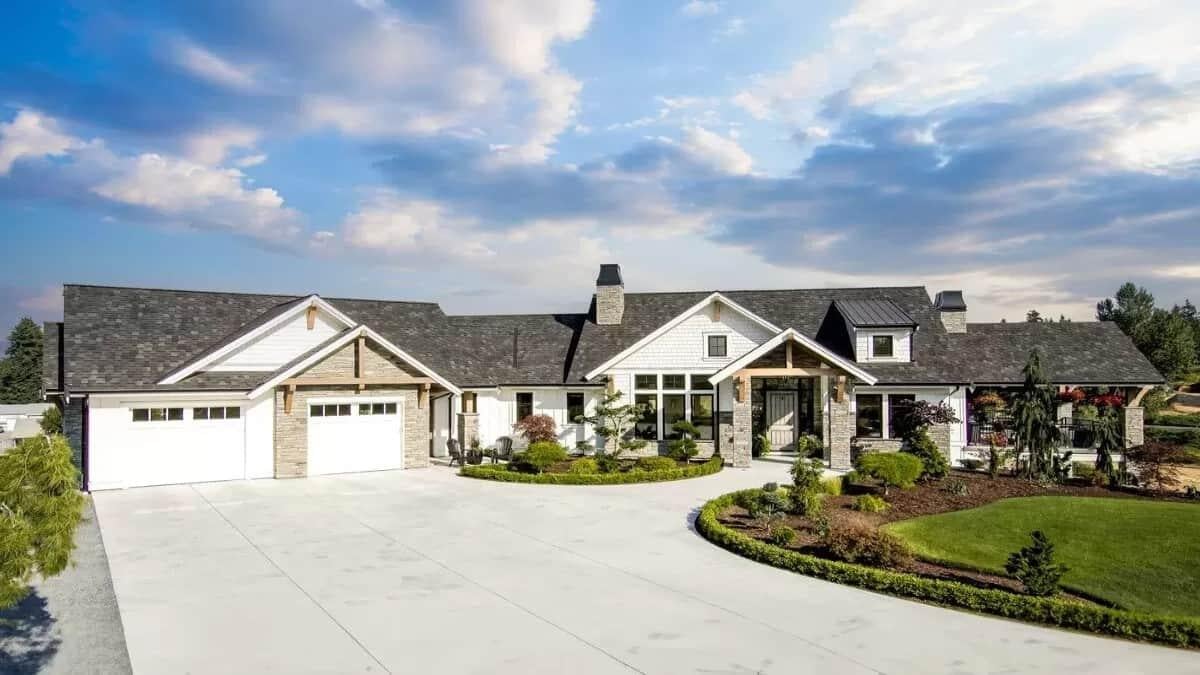 Check Out the Charming Gable Roofs on This Expansive Ranch-Style Home