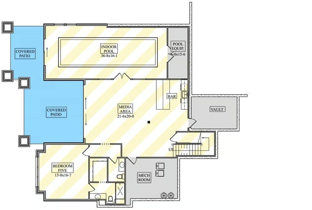 Explore the Indoor Pool and Media Area Combo in This Floorplan