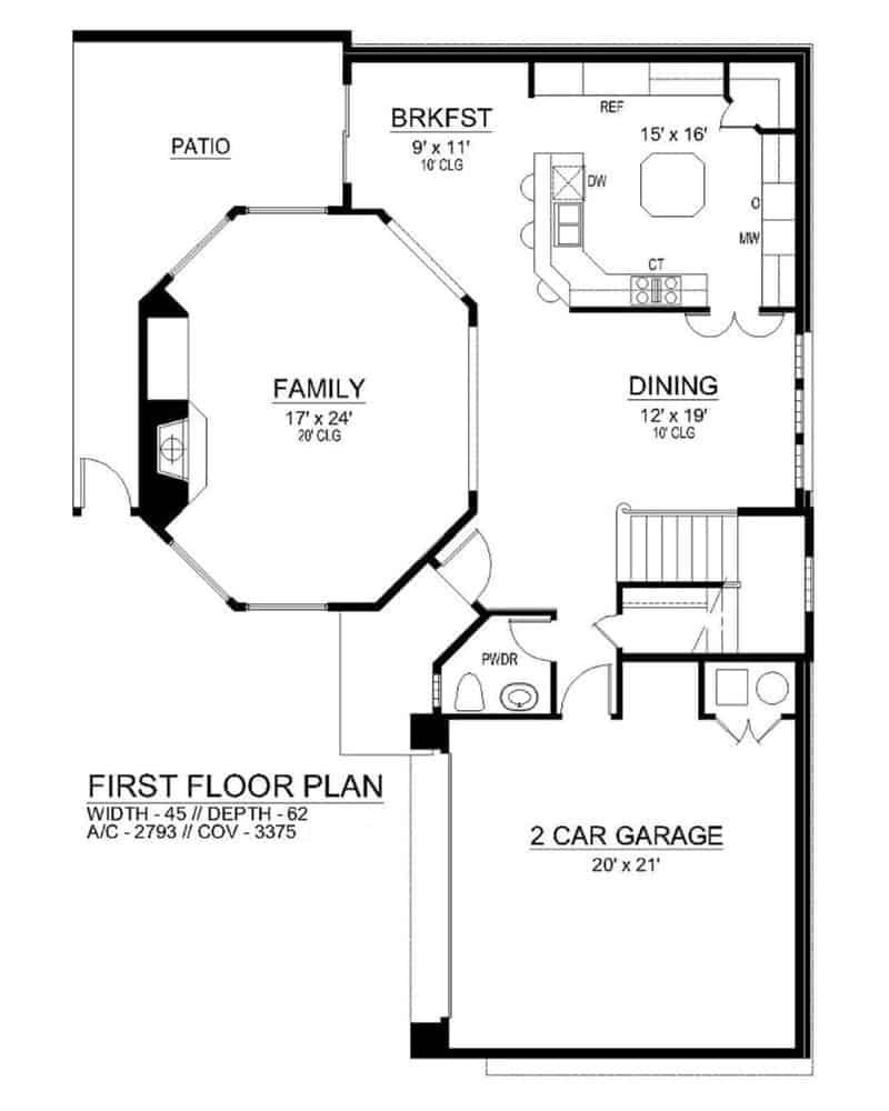 Explore the Expansive Family Room with Unique Octagonal Design