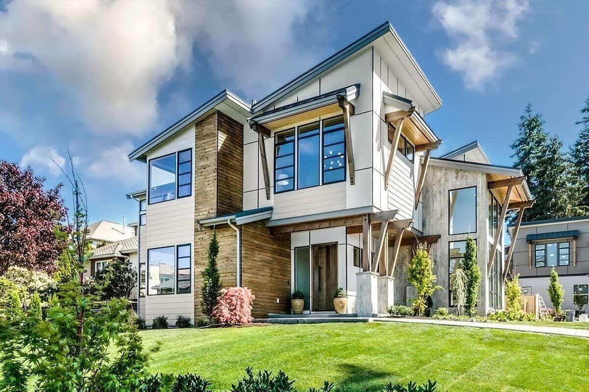 Contemporary Home with Striking Angled Rooflines