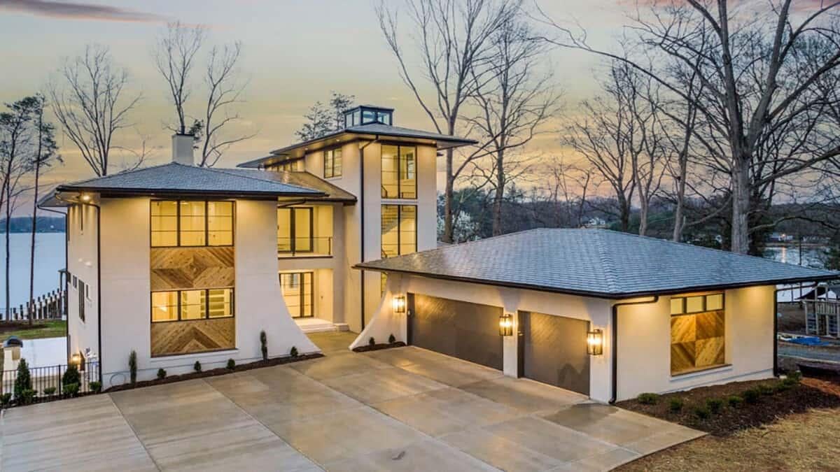 Modern Lakefront Home with Unique Architectural Features