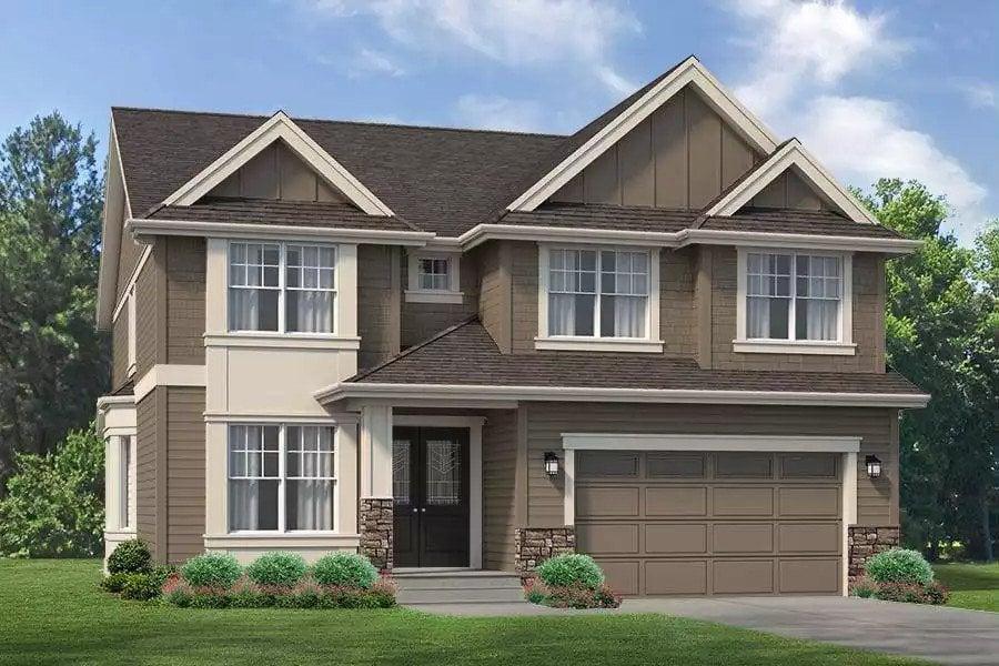 Classic Suburban Home with Gabled Rooflines