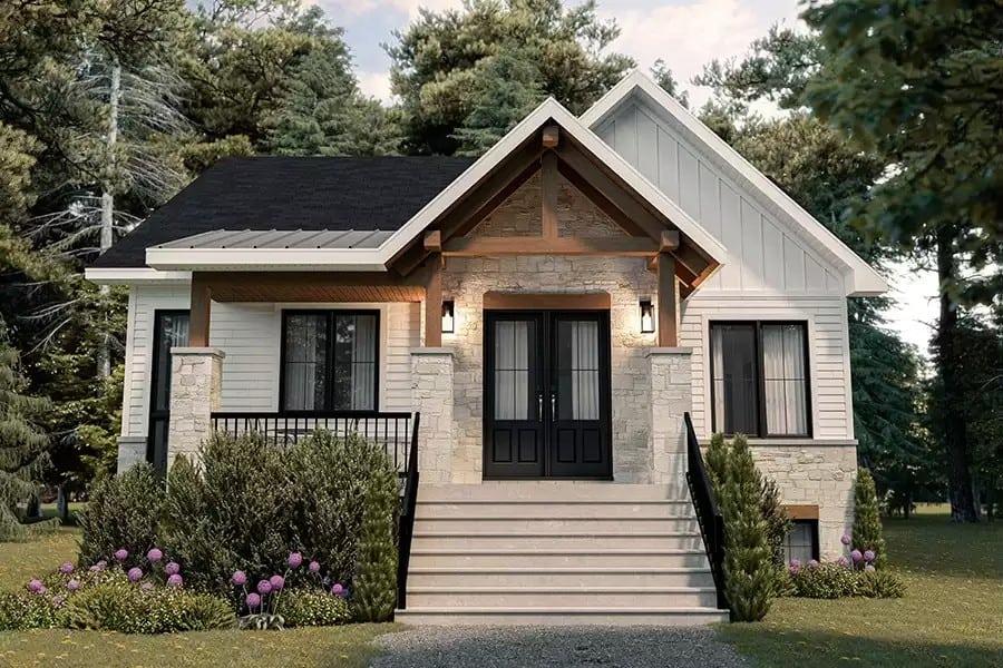Charming Cottage with Bold Stone Facade and Timber Accents